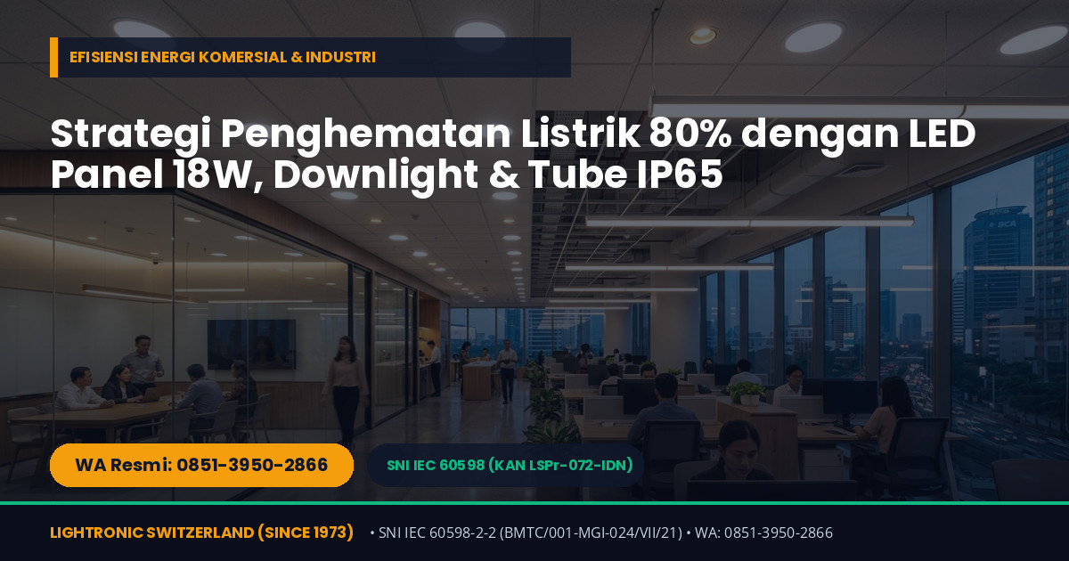 Strategi Efisiensi Energi Gedung, Pabrik & Gudang: Panduan Memilih LED Panel 18W, Downlight Tricolor, dan LED Tube Waterproof IP65
