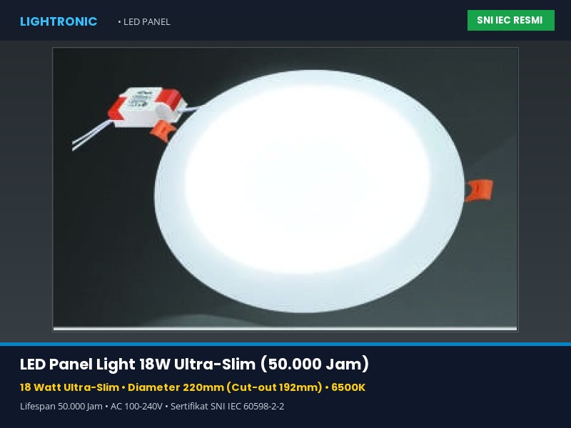 LED Panel Light 18W Ultra-Slim (50.000 Jam)