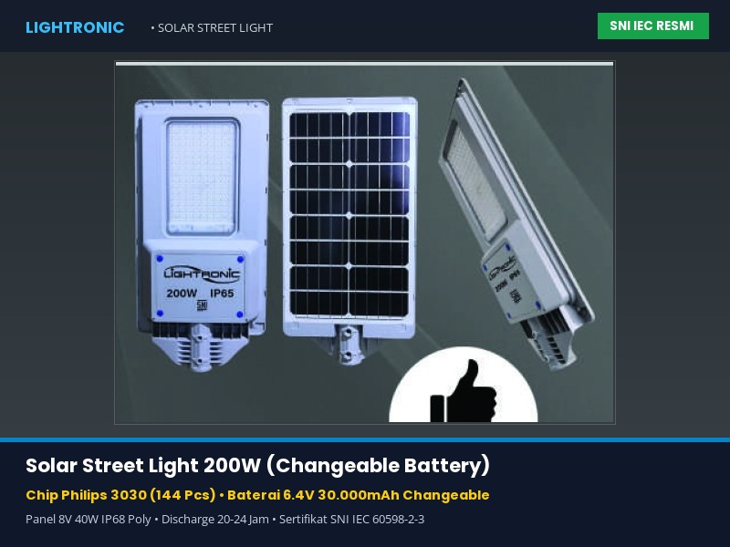 Solar Street Light 200W (Changeable Battery)