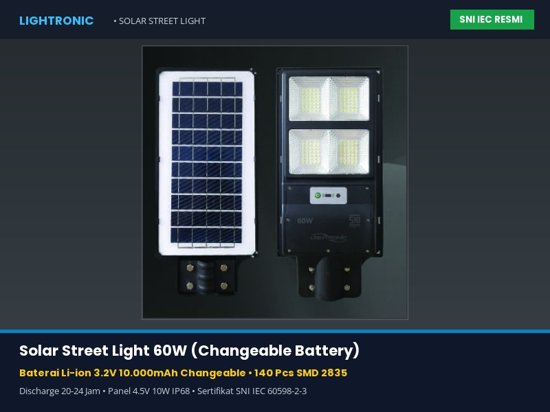 Solar Street Light 60W (Changeable Battery)