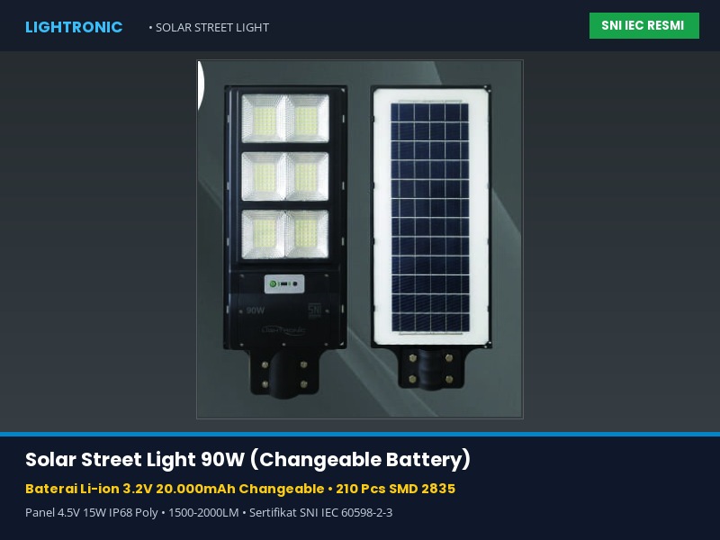Solar Street Light 90W (Changeable Battery)