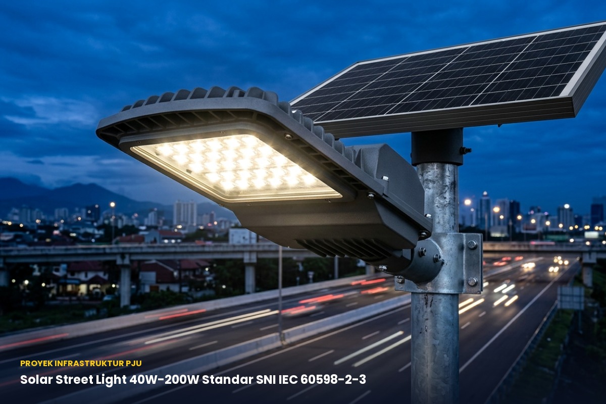 Penerangan Jalan Umum (PJU) Tenaga Surya 40W–200W Standar SNI IEC 60598-2-3