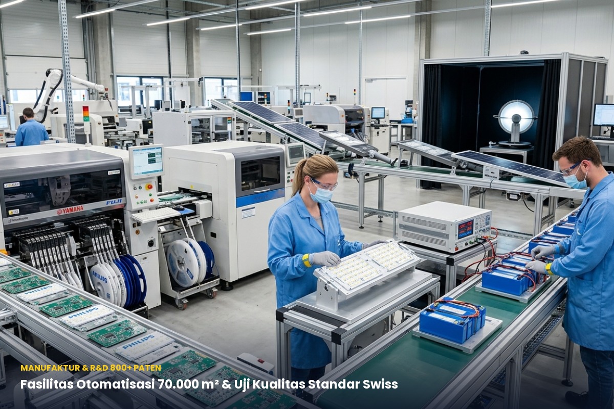 Fasilitas Manufaktur Otomatisasi 70.000 m² & Pengujian Modul Philips SMD 3030 + LiFePO4